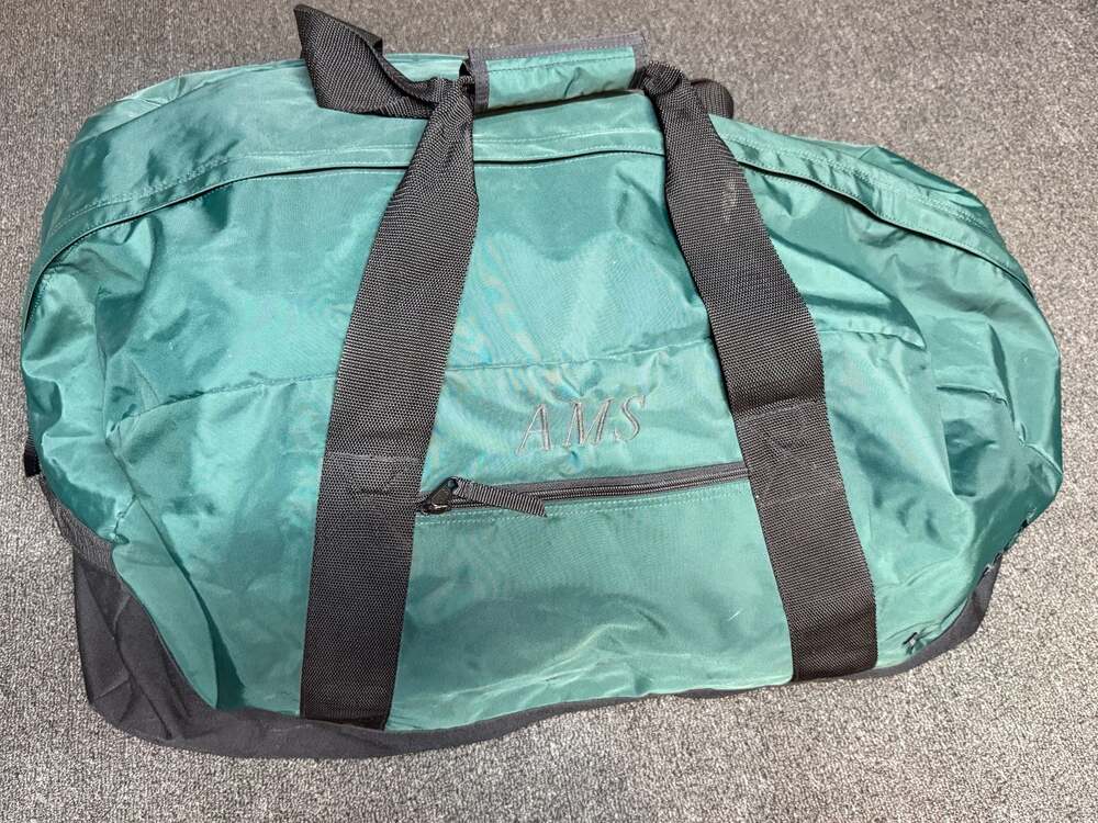 L.L. Bean Green and Black Nylon Duffle Bag with AMS Monogram
